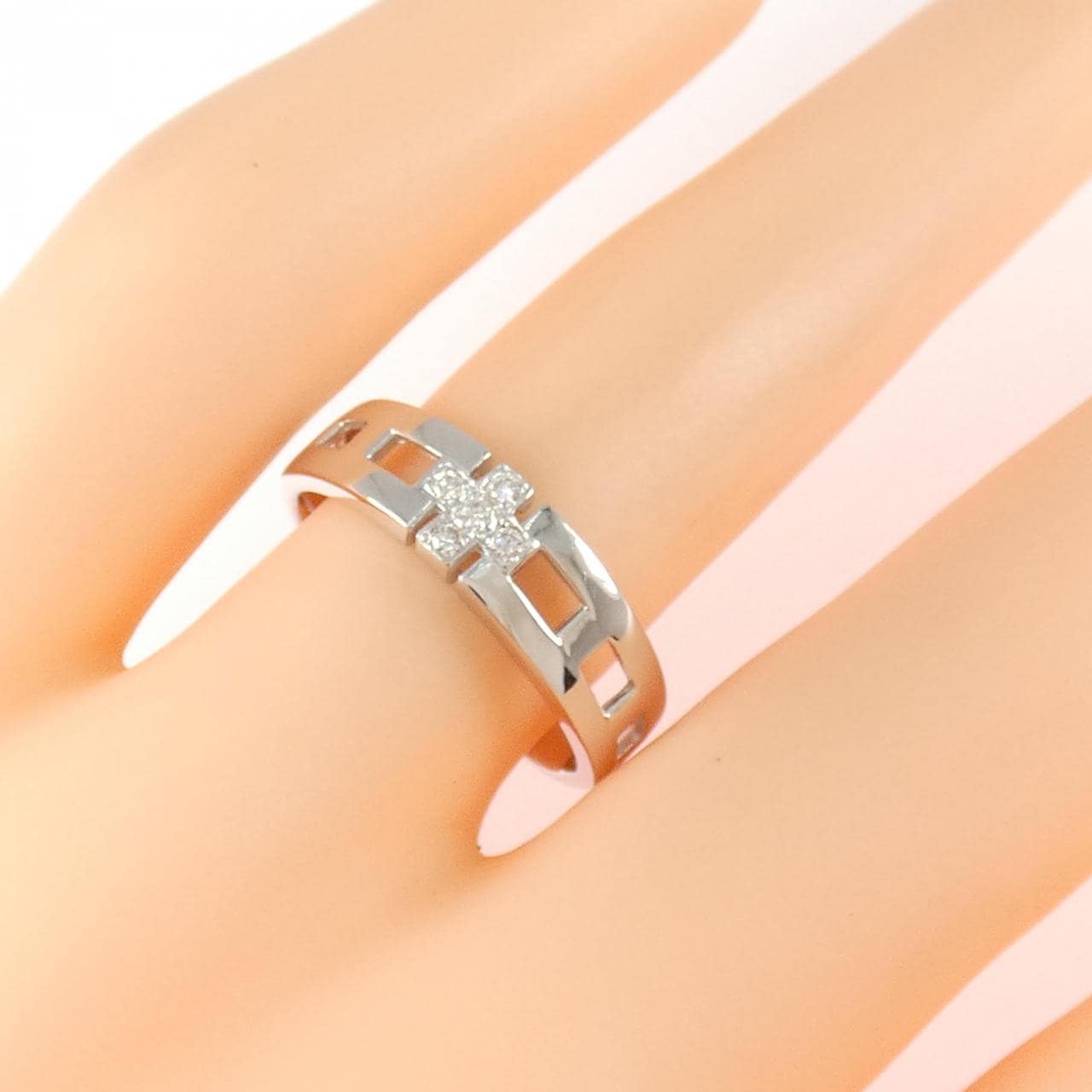 K18WG クロス ダイヤモンド リング 0.05CT