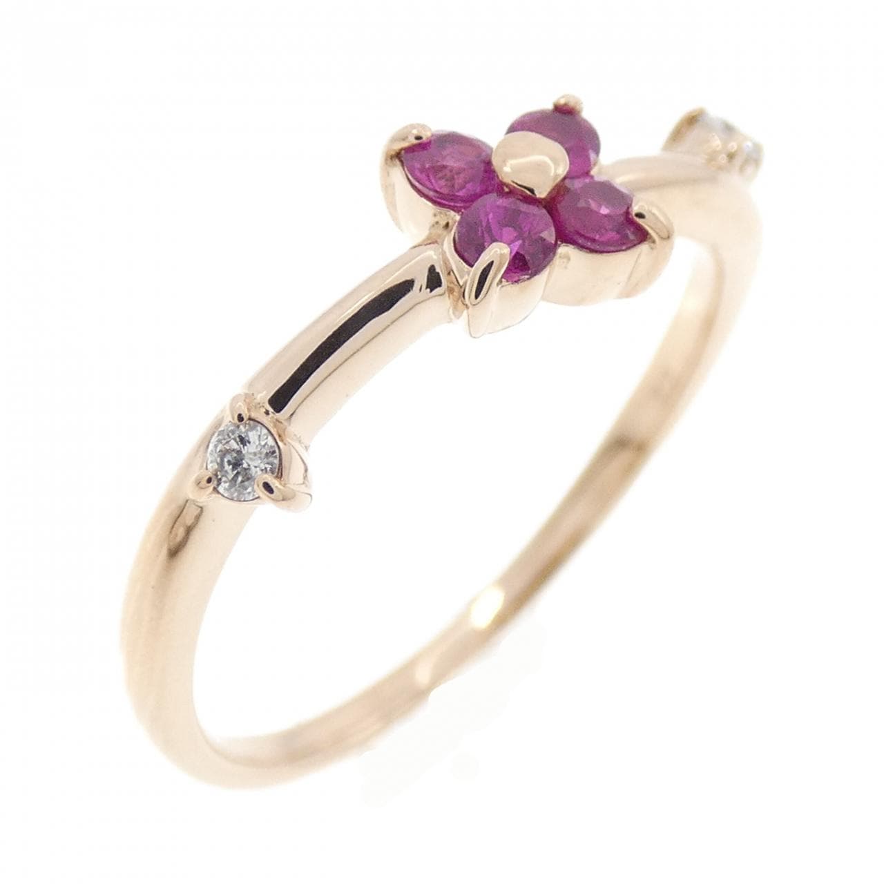 K18PG フラワー ルビー リング 0.17CT