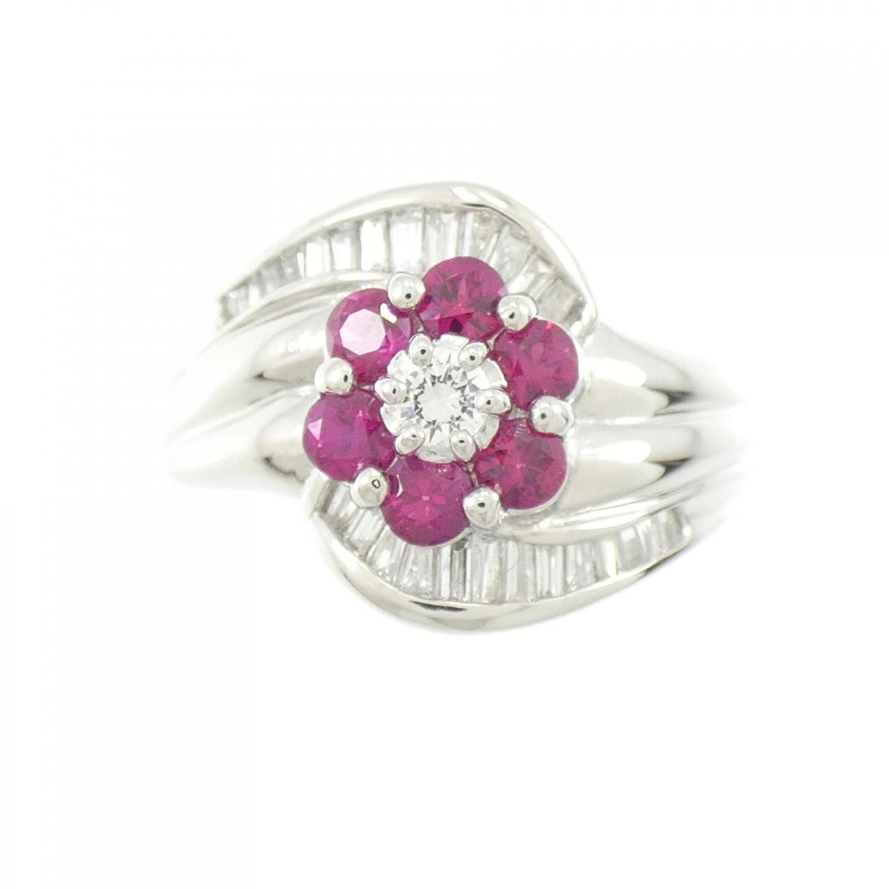 PT Flower Ruby Ring 0.50CT