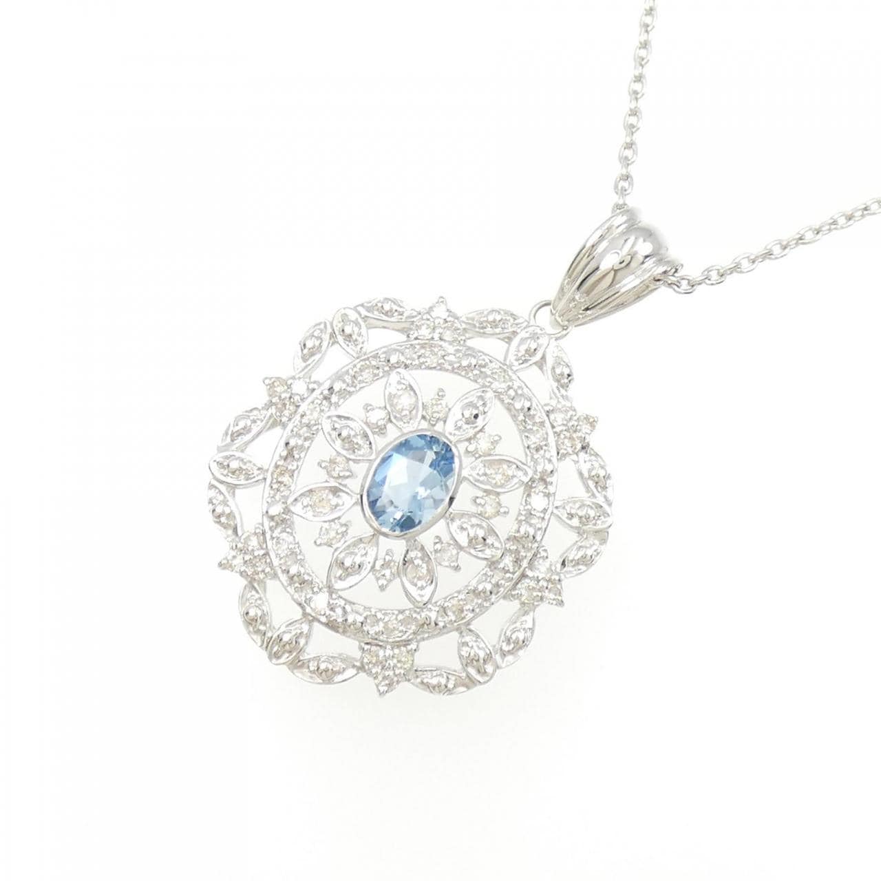 K18WG Aquamarine necklace 0.54CT
