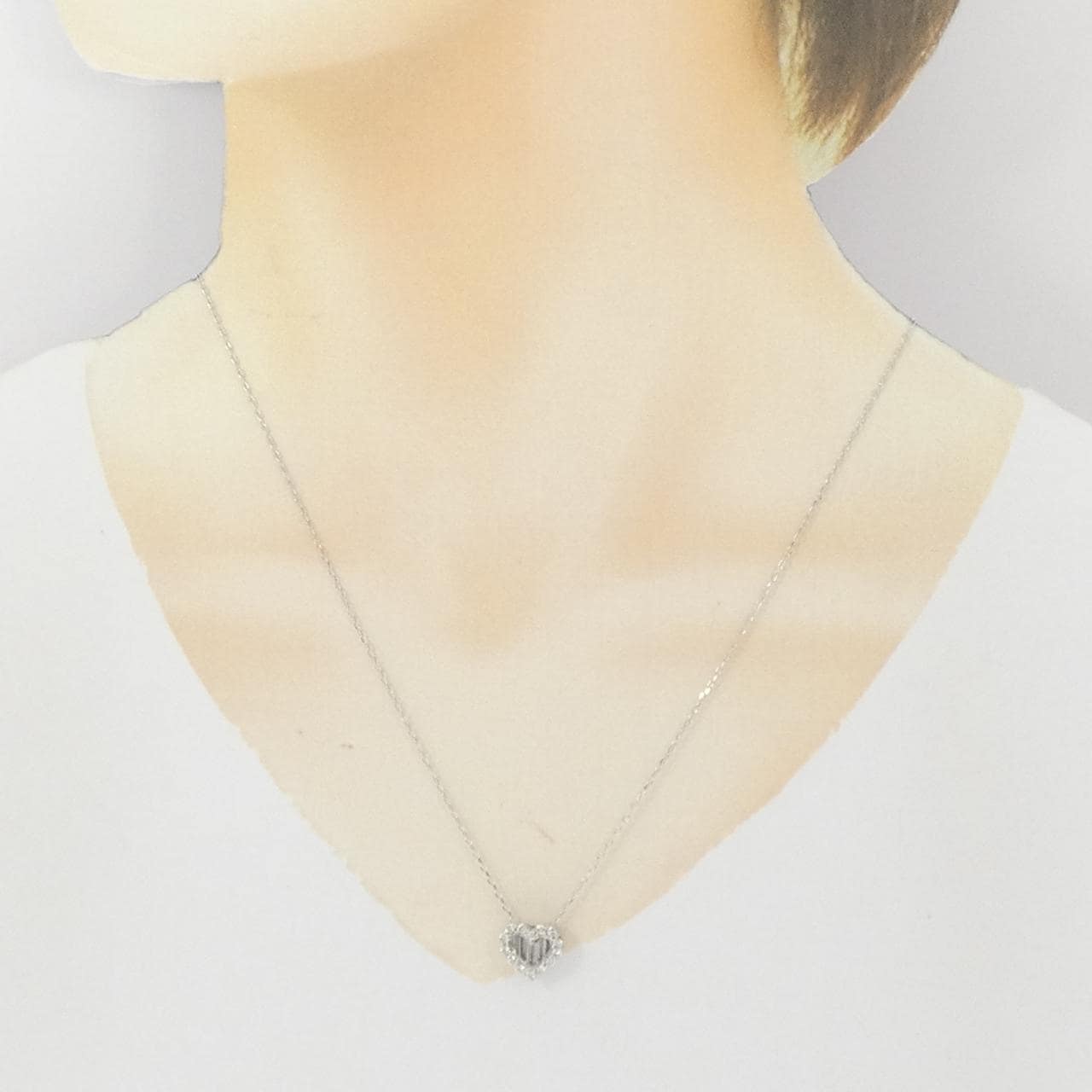 K18WG ハート ダイヤモンド ネックレス 0.72CT
