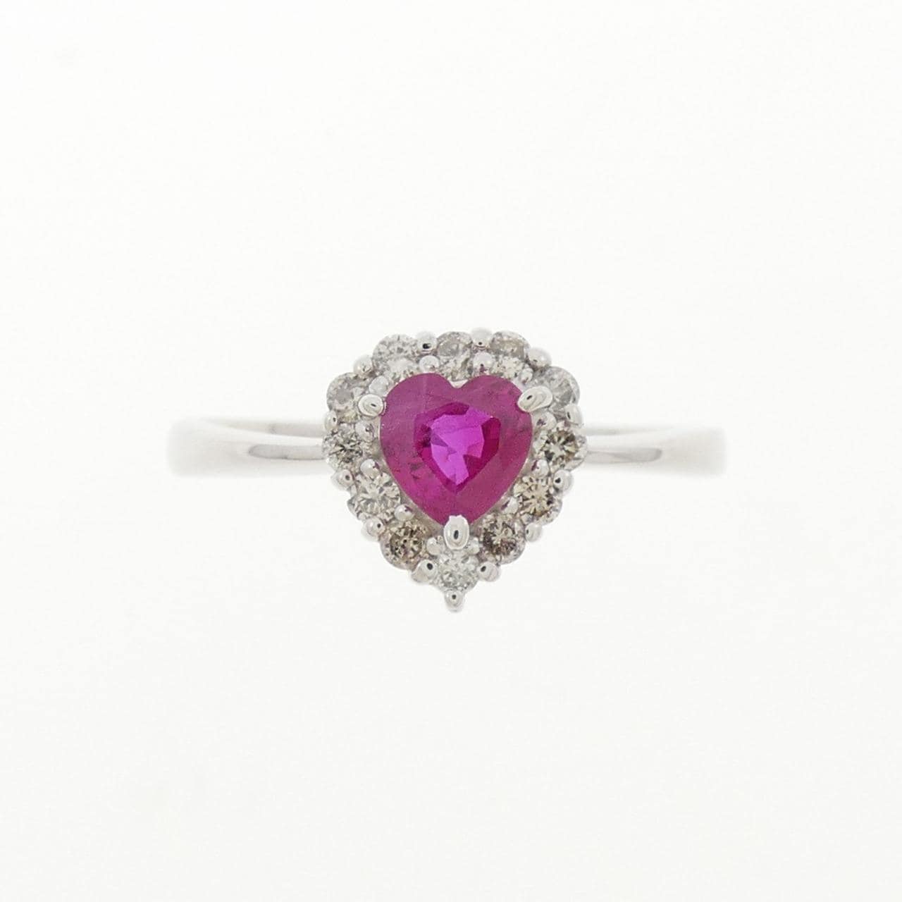 K18WG ハート ルビー リング 0.25CT