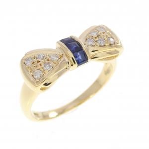 K18YG リボン サファイヤ リング 0.23CT