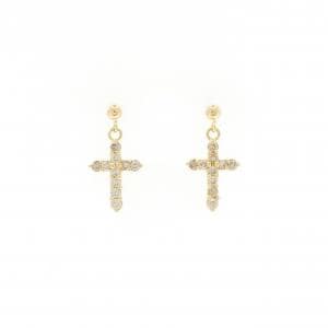 K18YG クロス ダイヤモンド ピアス 0.30CT