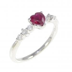 PT900 ハート ルビー リング 0.55CT