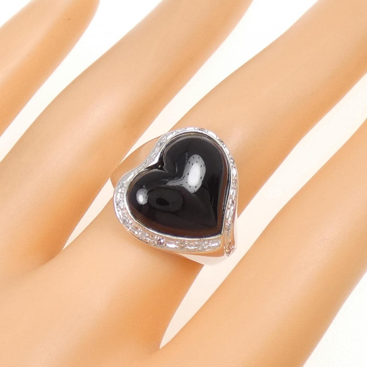 K14WG ハート オニキス リング