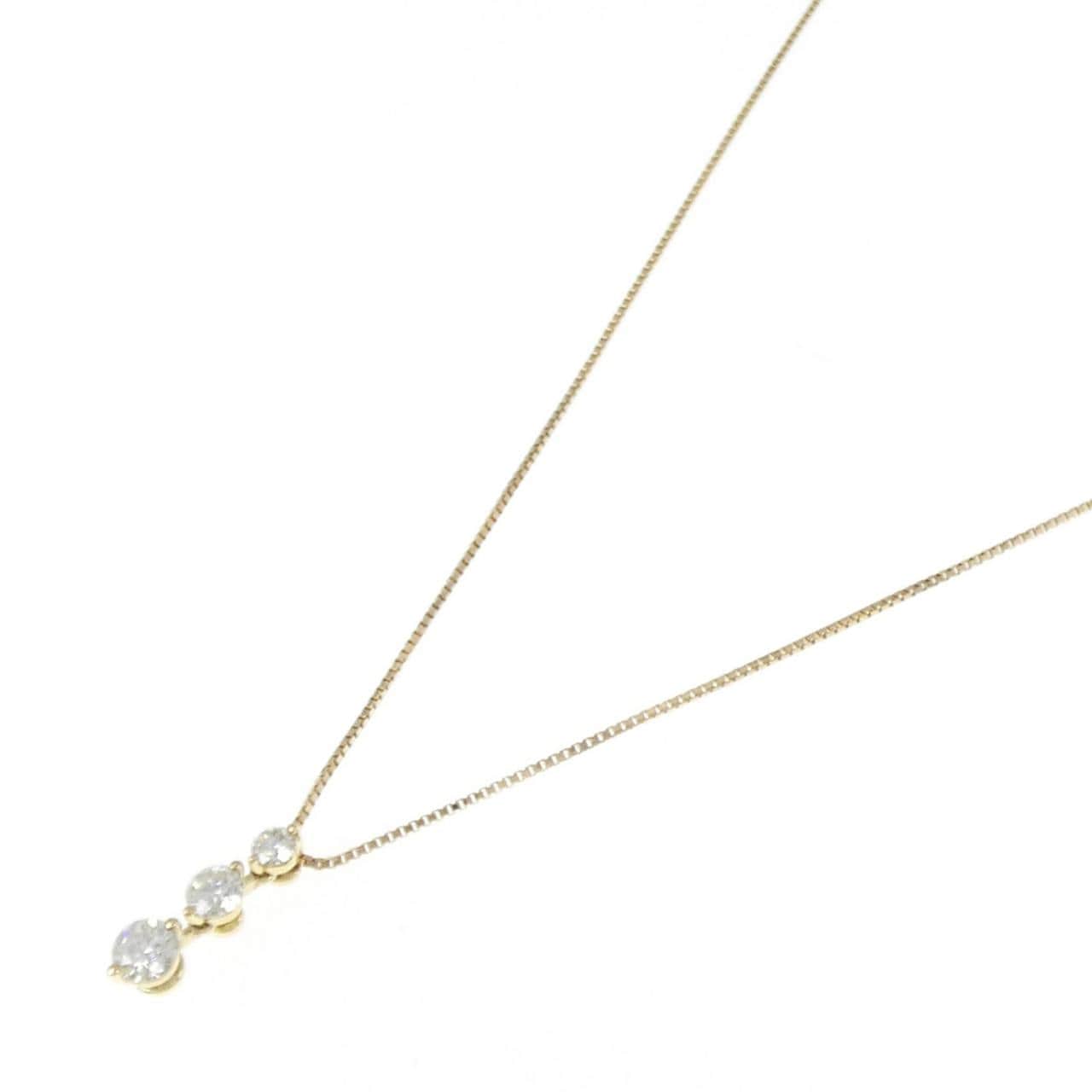 K18YG Three Stone Diamond Necklace 0.60CT