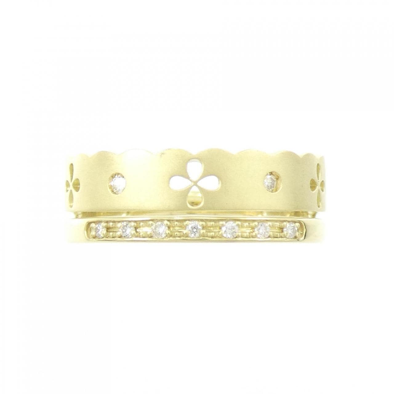 [BRAND NEW] K18YG Flower Diamond Ring 0.06CT