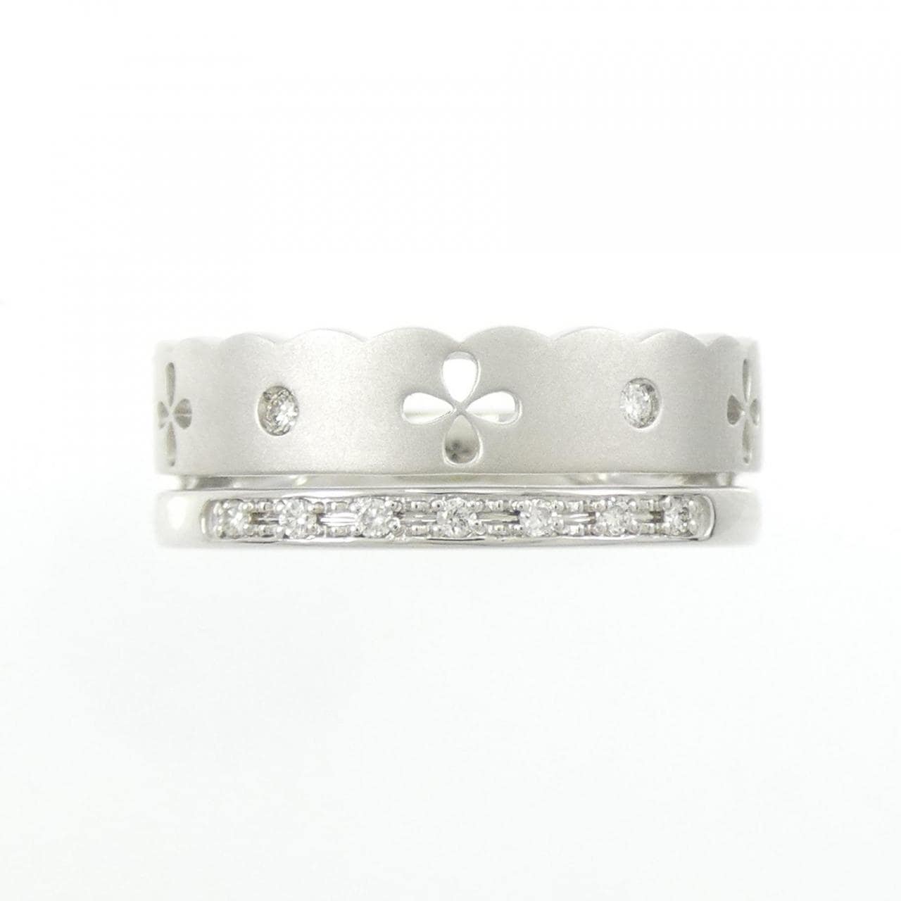 【新品】PT フラワー ダイヤモンド リング 0.06CT