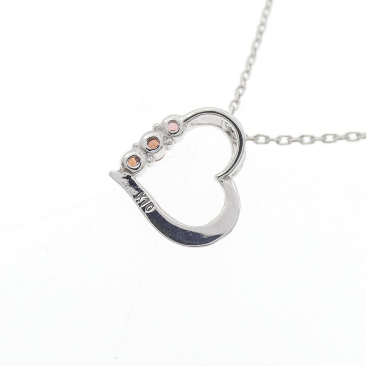 K10WG ハート ガーネット ネックレス