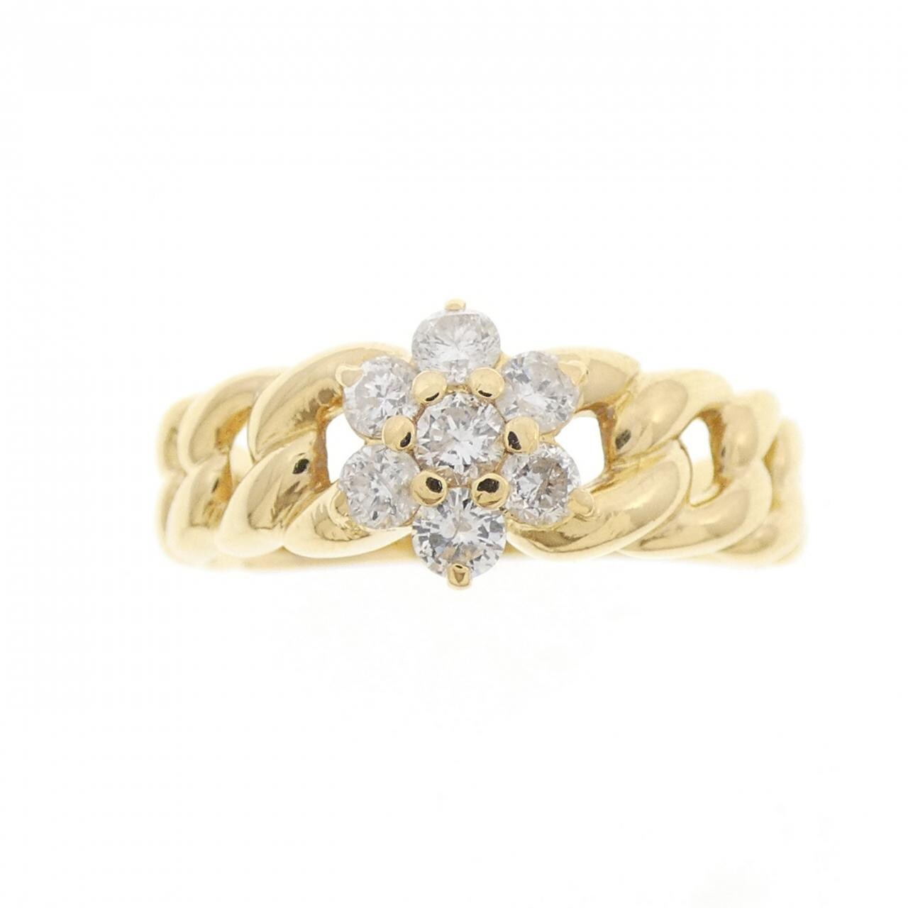K18YG フラワー ダイヤモンド リング 0.36CT