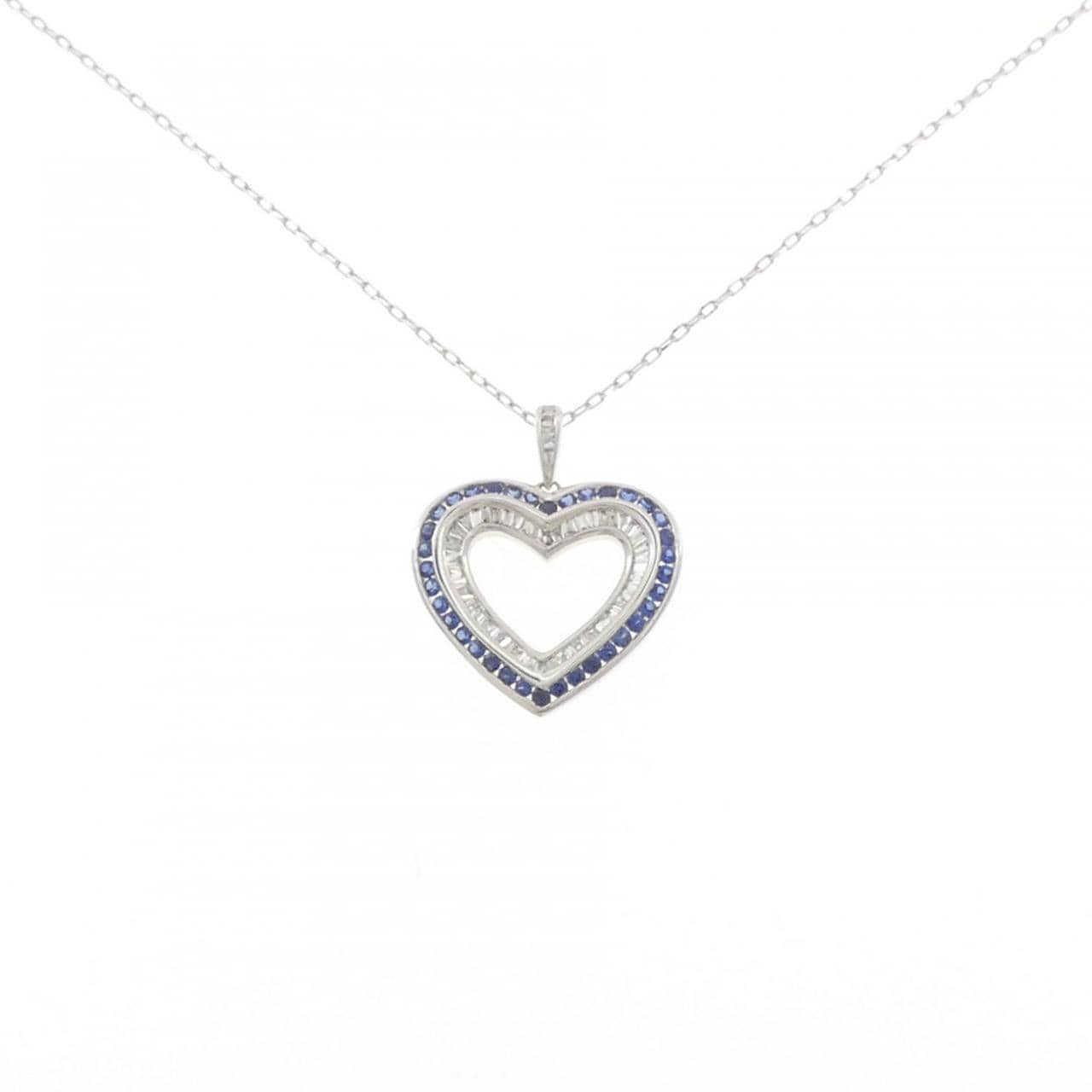 K18WG ハート サファイヤ ネックレス 0.40CT