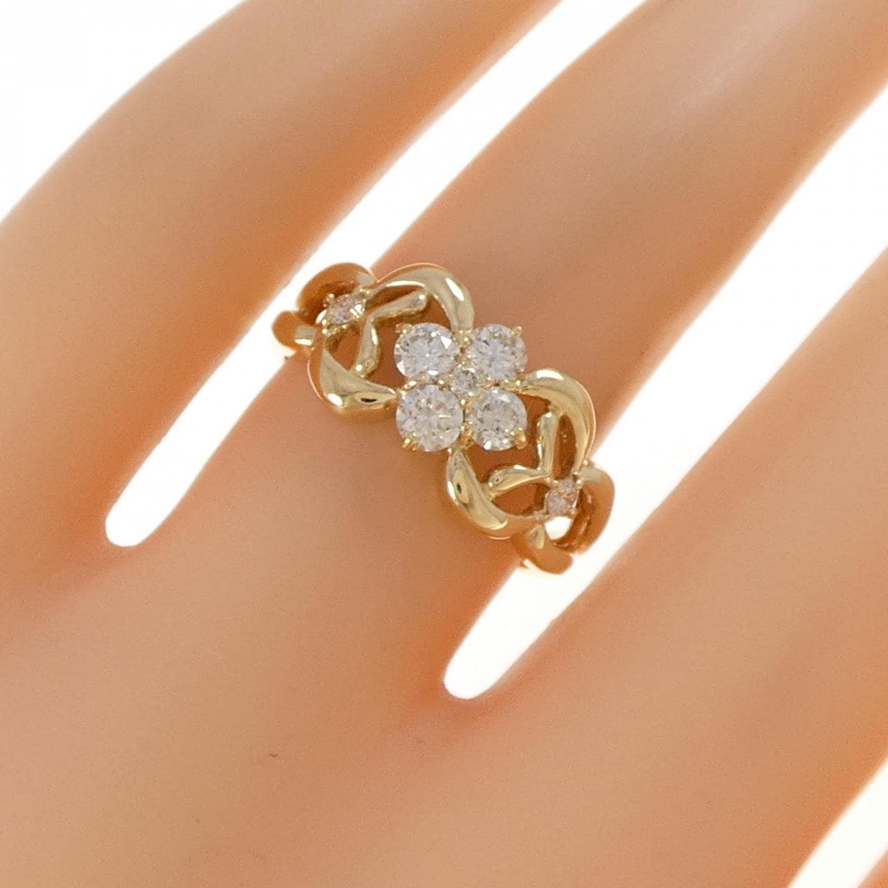 K18YG フラワー ダイヤモンド リング 0.50CT