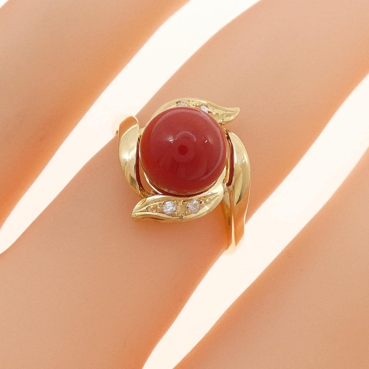 K18YG サンゴ リング 7.8mm