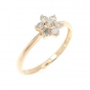 K14PG フラワー ダイヤモンド リング 0.20CT