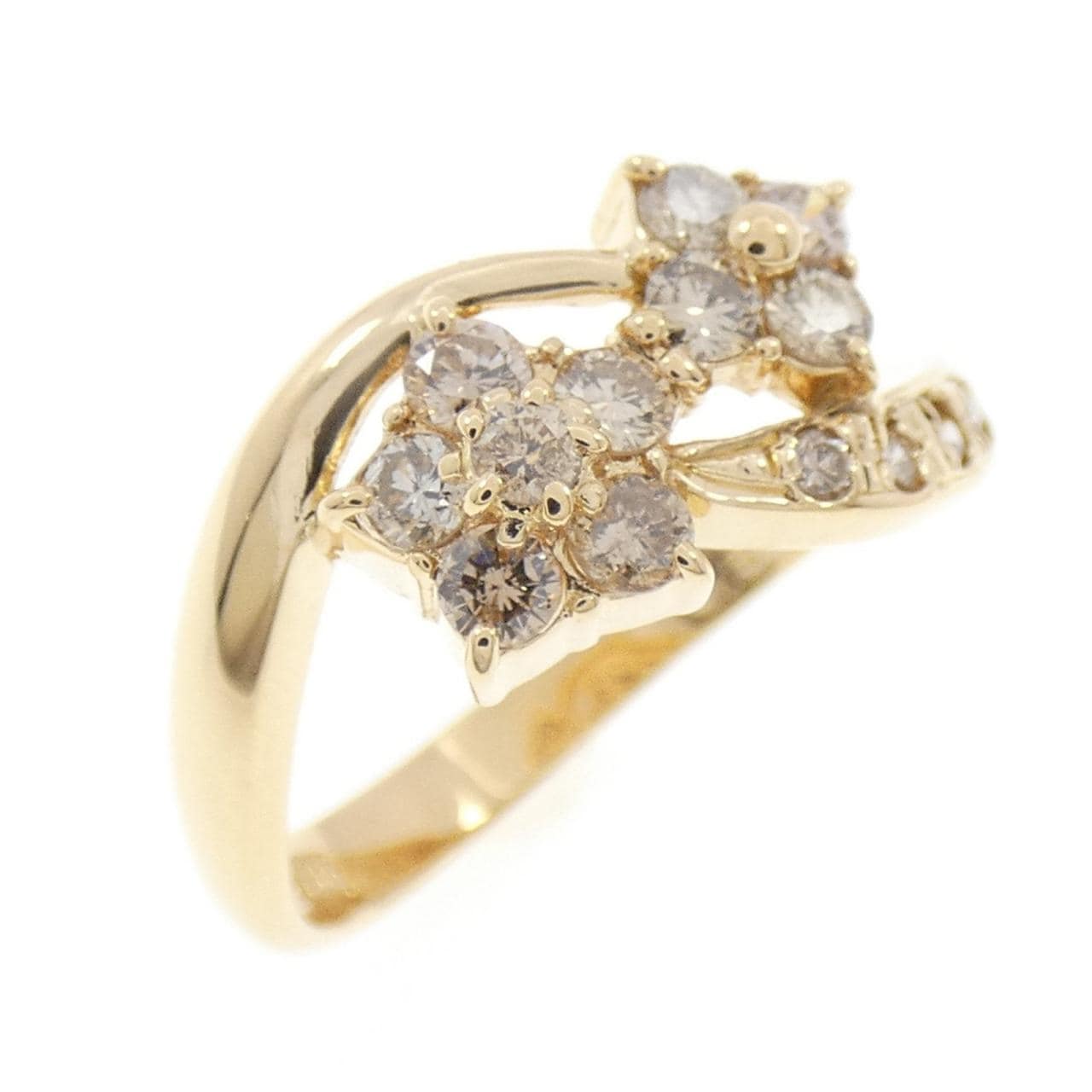 K18YG フラワー ダイヤモンド リング 0.50CT