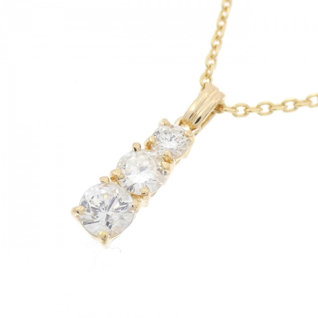 K18YG スリーストーン ダイヤモンド ネックレス 0.50CT