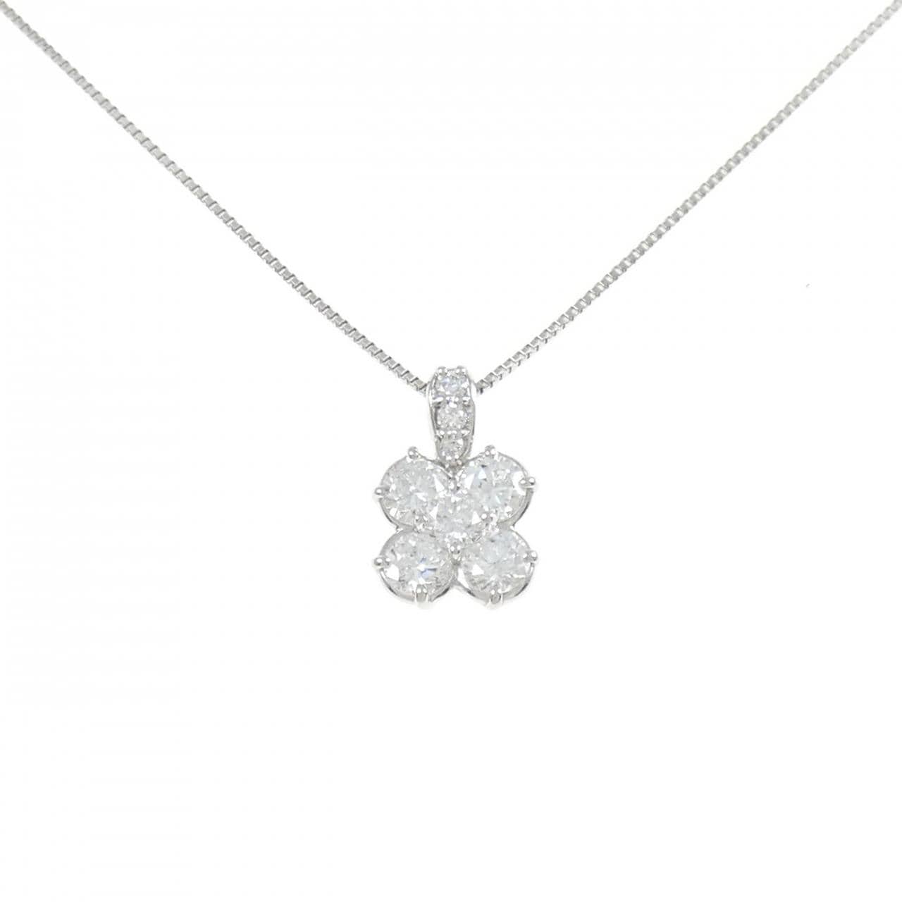 PT900/PT850 フラワー ダイヤモンド ネックレス 1.00CT