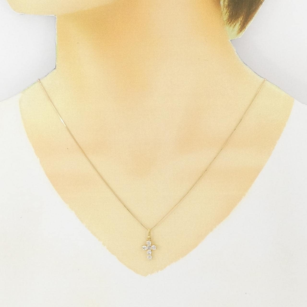 K18YG クロス ダイヤモンド ネックレス 0.45CT