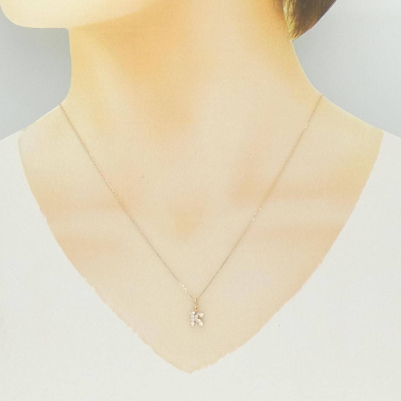 K18PG イニシャルK ダイヤモンド ネックレス 0.11CT