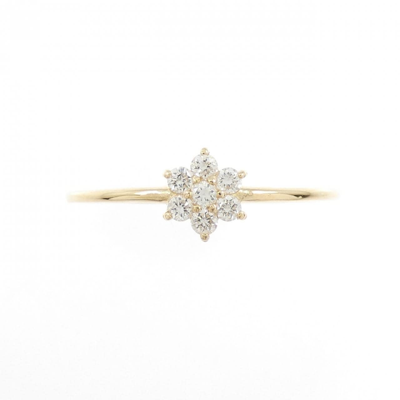 【リメイク】K18YG フラワー ダイヤモンド リング 0.10CT