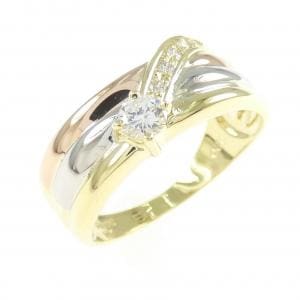 K18YG/PT900/K18PG ダイヤモンド リング 0.20CT