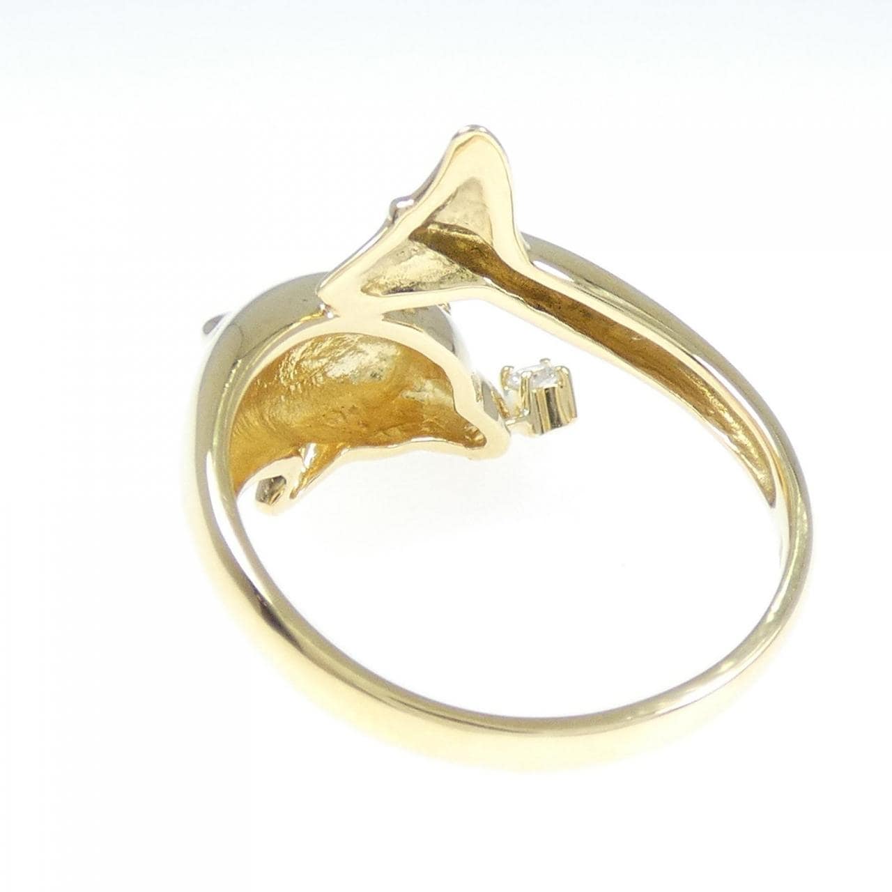 K18YG Dolphin Diamond Ring 0.03CT