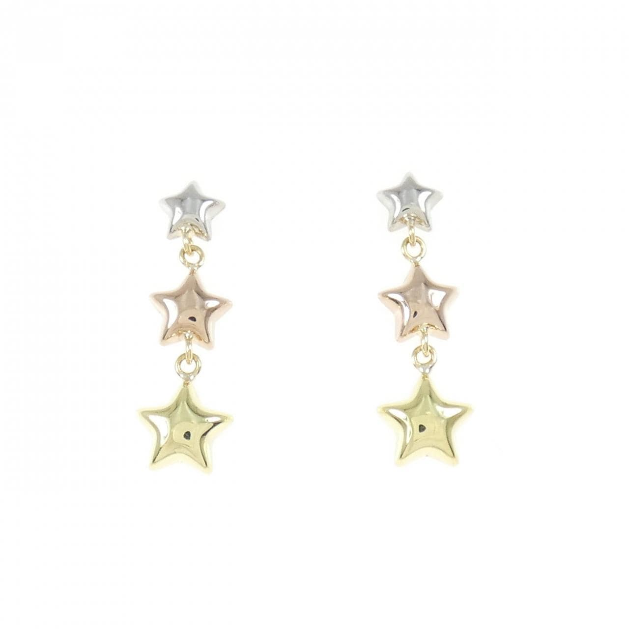 K18 three-color star earrings