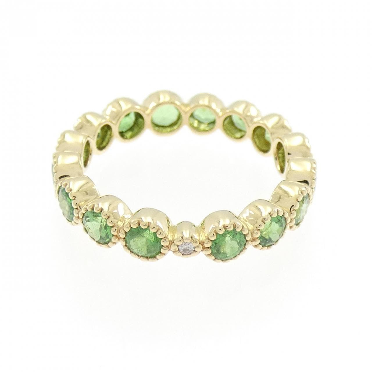 K18YG フルエタニティ グリーンガーネット リング 1.80CT