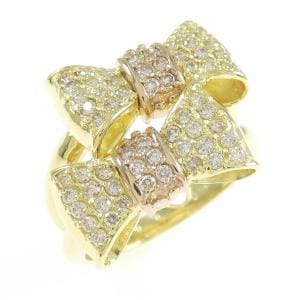 K18YG/K18PG リボン ダイヤモンド リング 0.50CT
