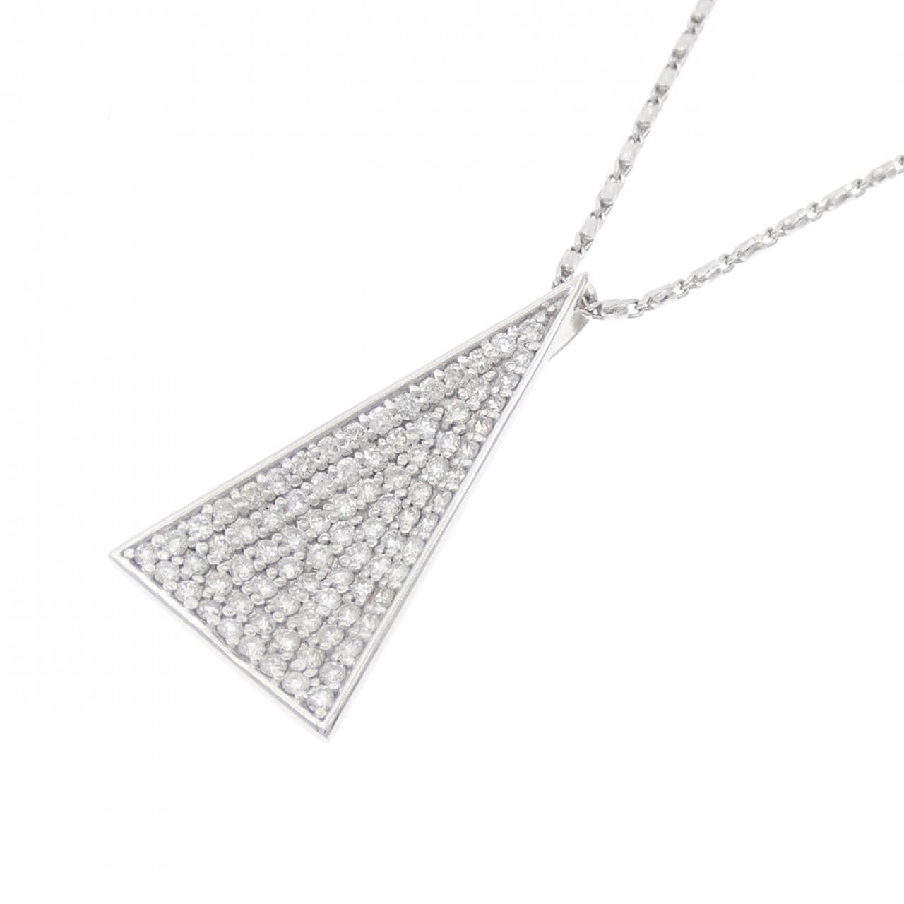 K18WG/750WG パヴェ ダイヤモンド ネックレス 0.70CT