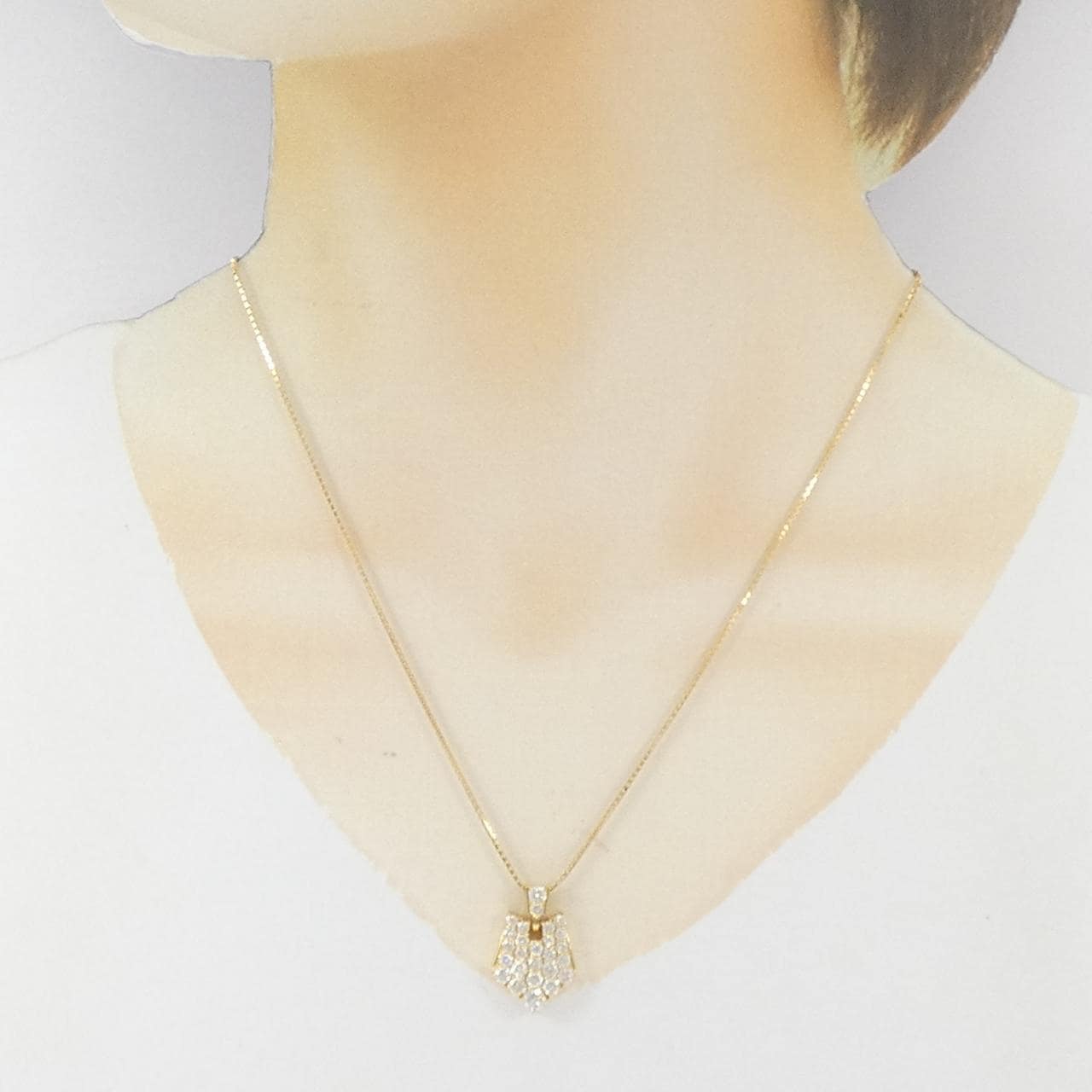 K18YG パヴェ ダイヤモンド ネックレス 1.65CT