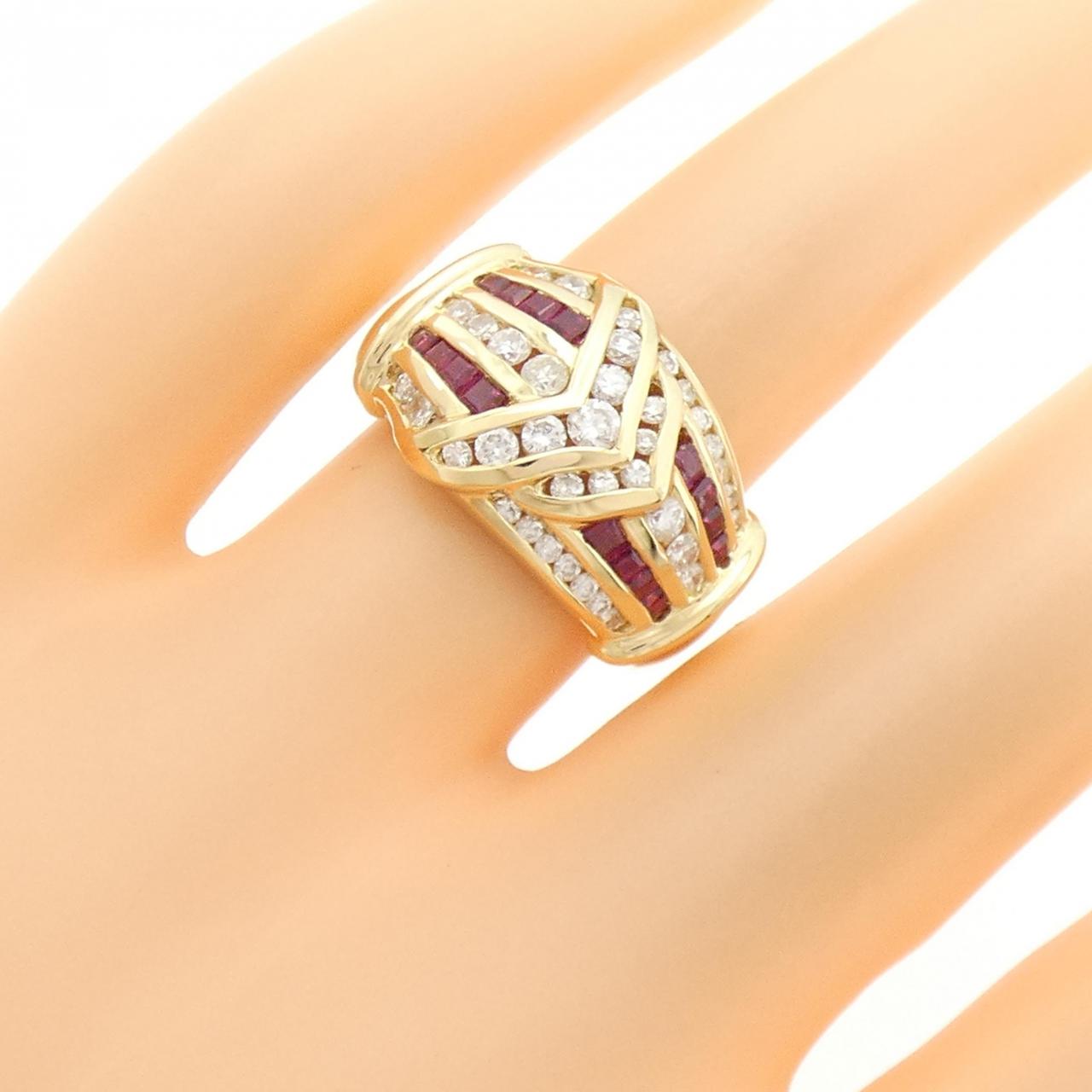 K18YG ルビー リング 0.55CT