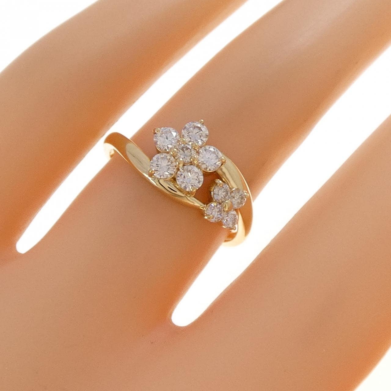 K18YG フラワー ダイヤモンド リング 0.50CT