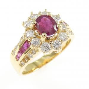 K18YG ルビー リング 0.82CT