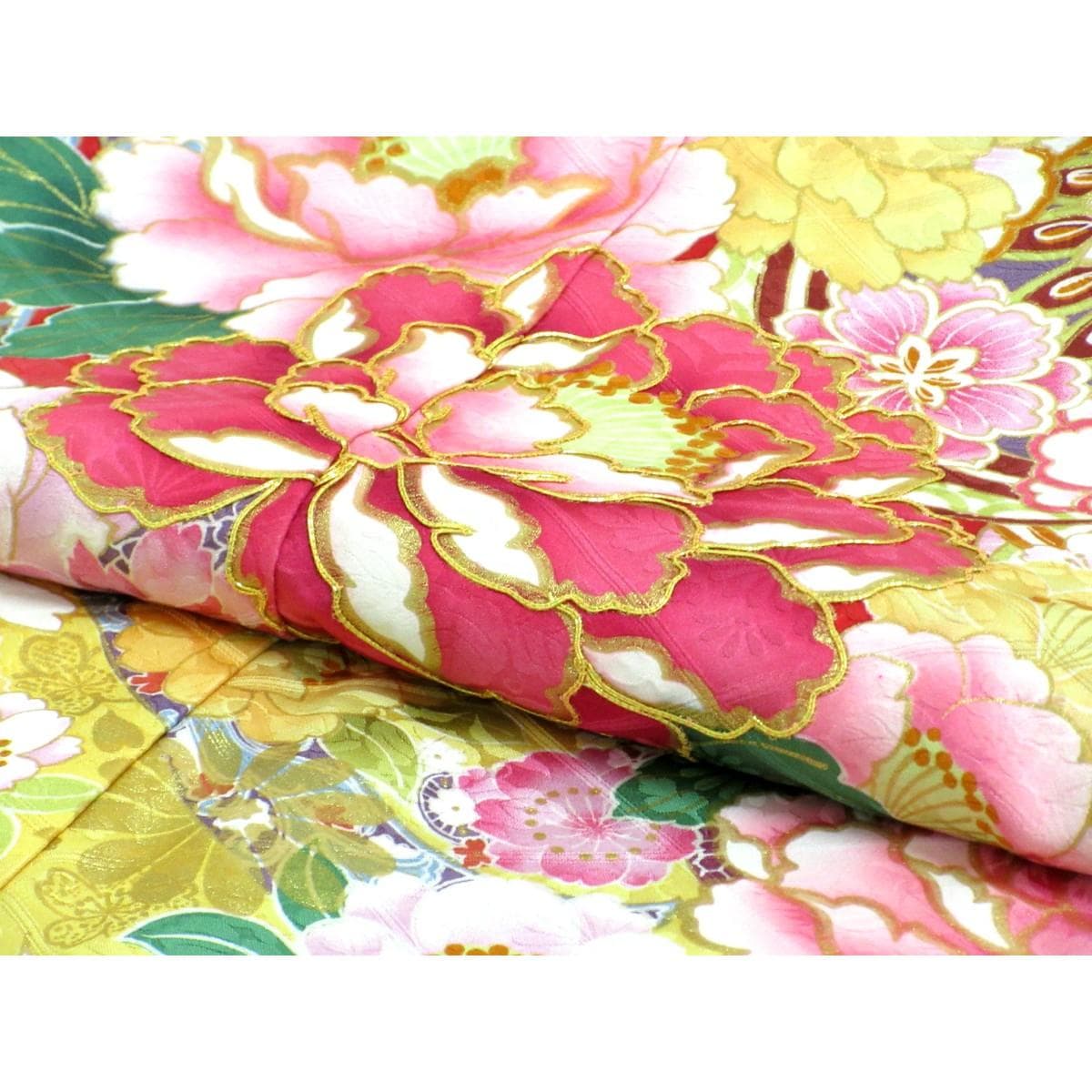 振袖　友禅金彩加工　刺繍入りボカシ染