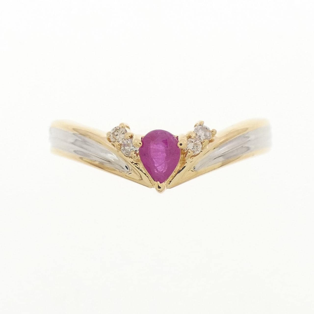 K18YG/PT900 ルビー リング 0.20CT