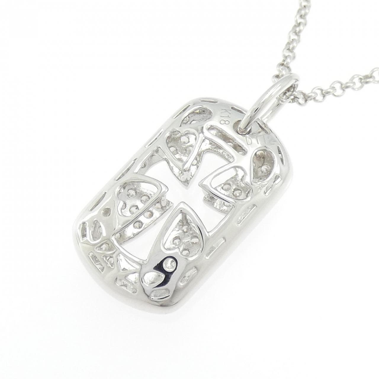 K18WG クロス ダイヤモンド ネックレス 1.12CT