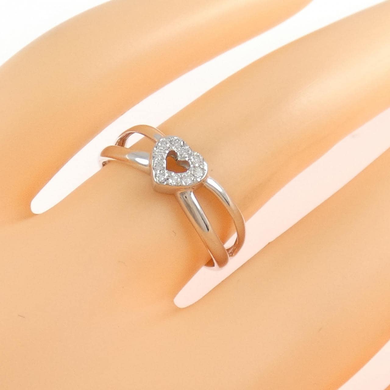 K18WG ハート ダイヤモンド リング 0.08CT