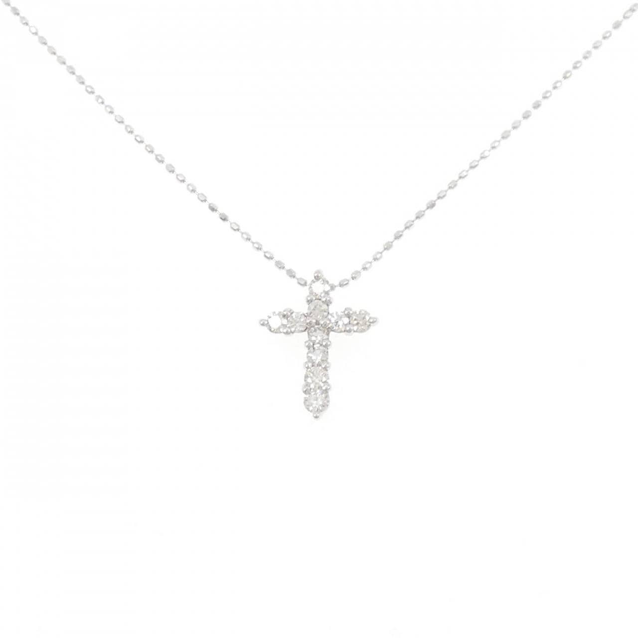 K18WG クロス ダイヤモンド ネックレス 0.30CT