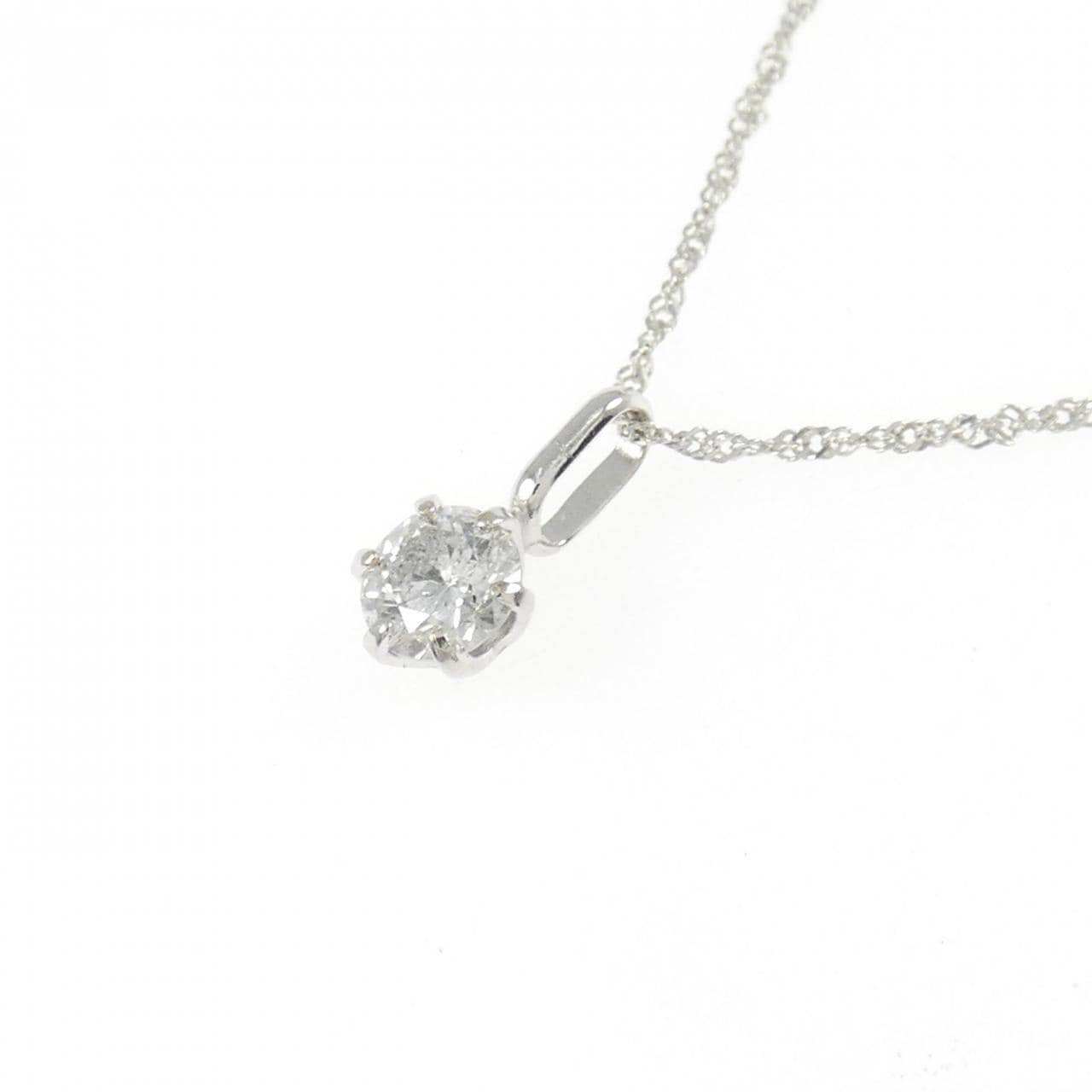 K18WGソリティア  ダイヤモンド ネックレス 0.3CT