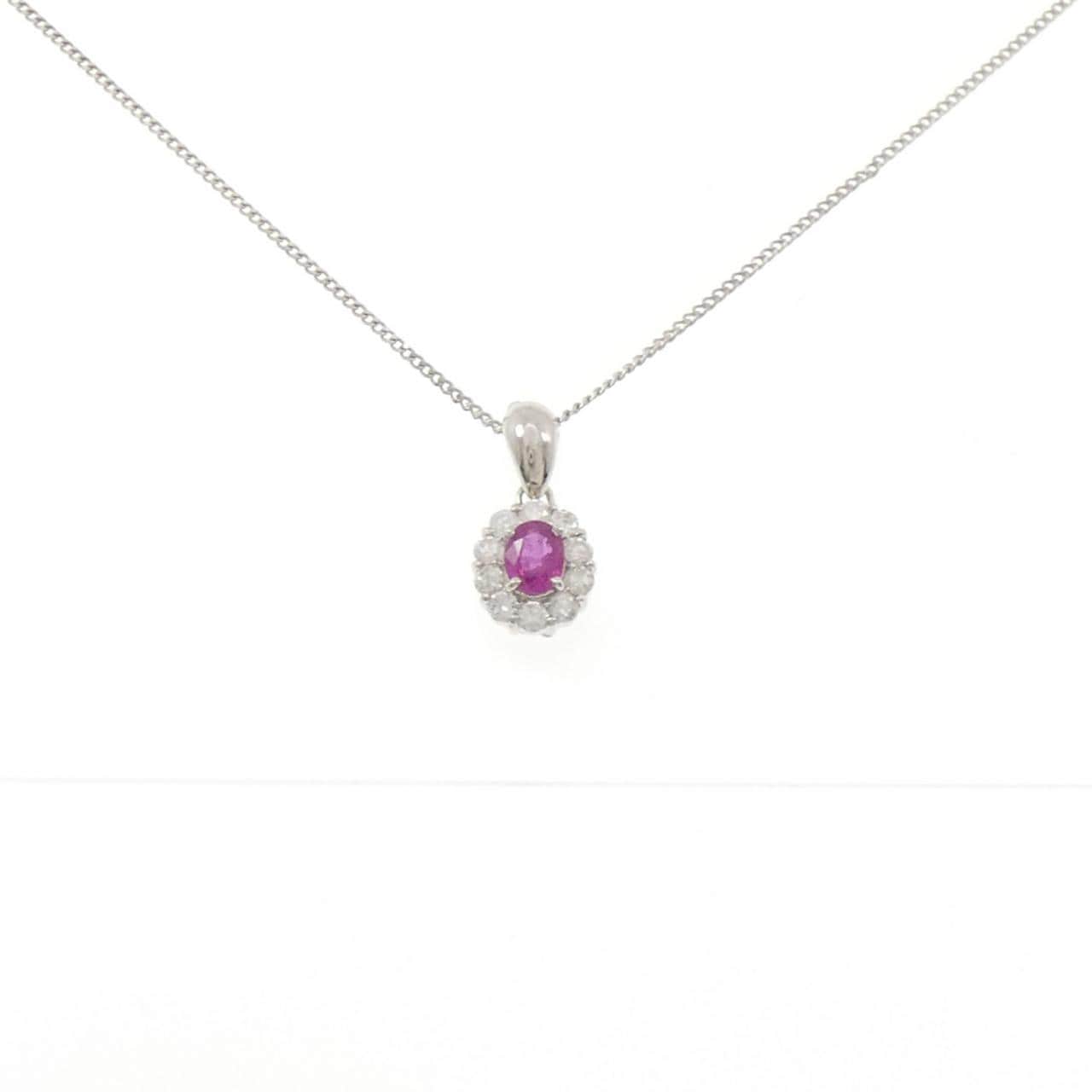 PT900/PT850 ルビー ネックレス 0.3CT