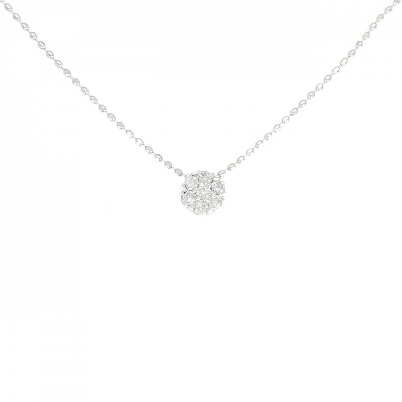 K10WG フラワー ダイヤモンド ネックレス 0.10CT