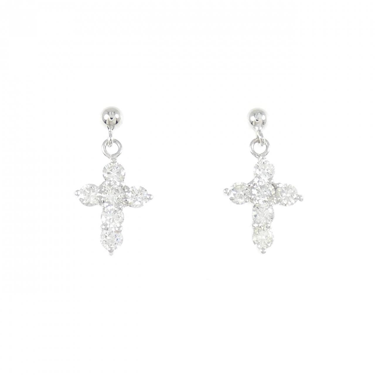 PT900 クロス ダイヤモンド ピアス 0.60CT