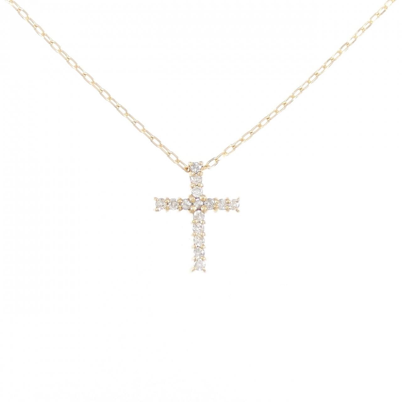 K18YG クロス ダイヤモンド ネックレス 0.15CT