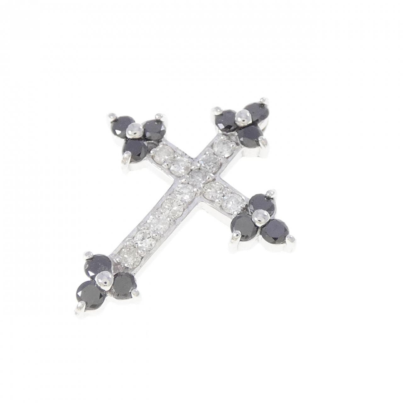 K14WG クロス ダイヤモンド ペンダント 0.50CT