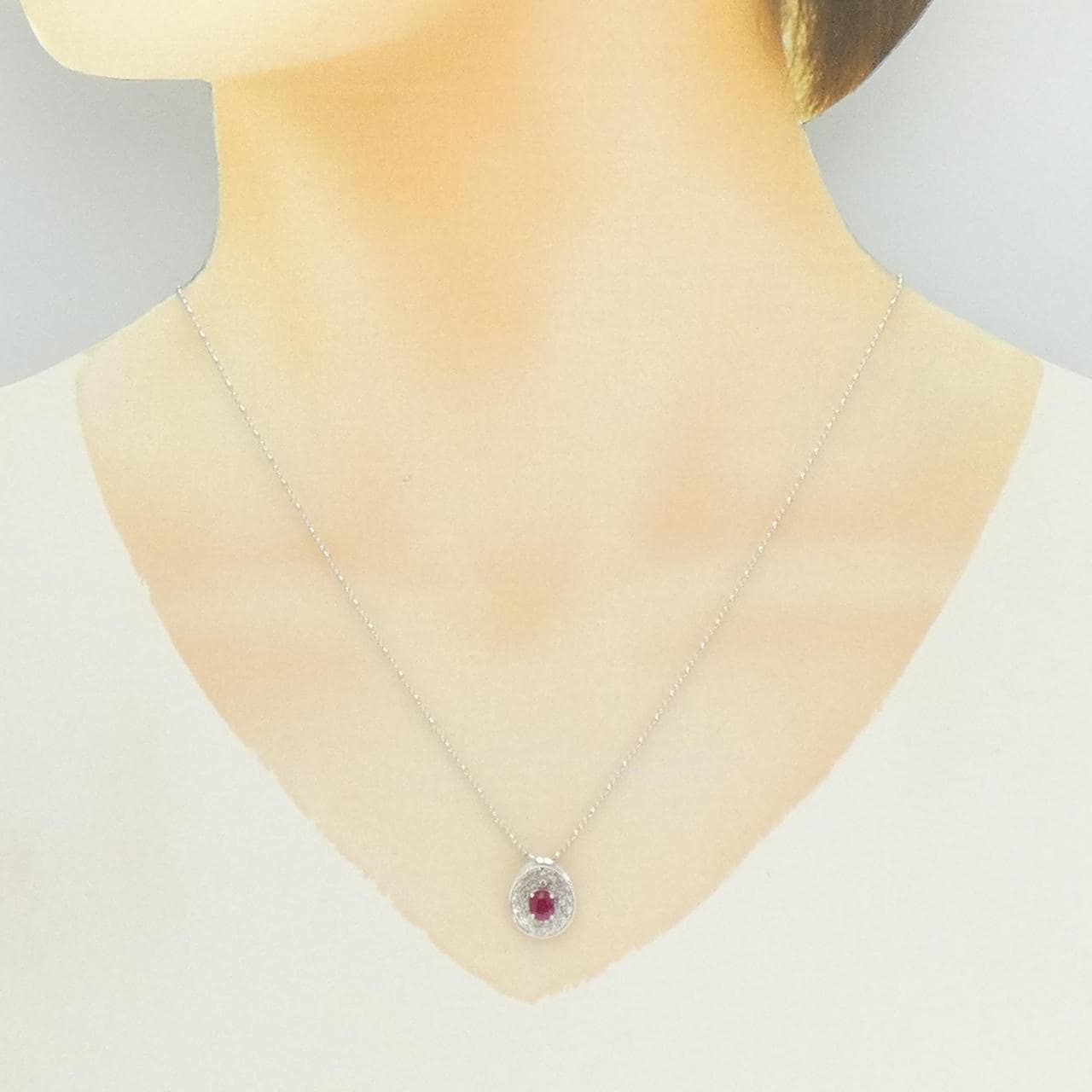 K18WG ルビー ネックレス 0.63CT