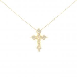 750YG/K18YG クロス ダイヤモンド ネックレス 0.30CT