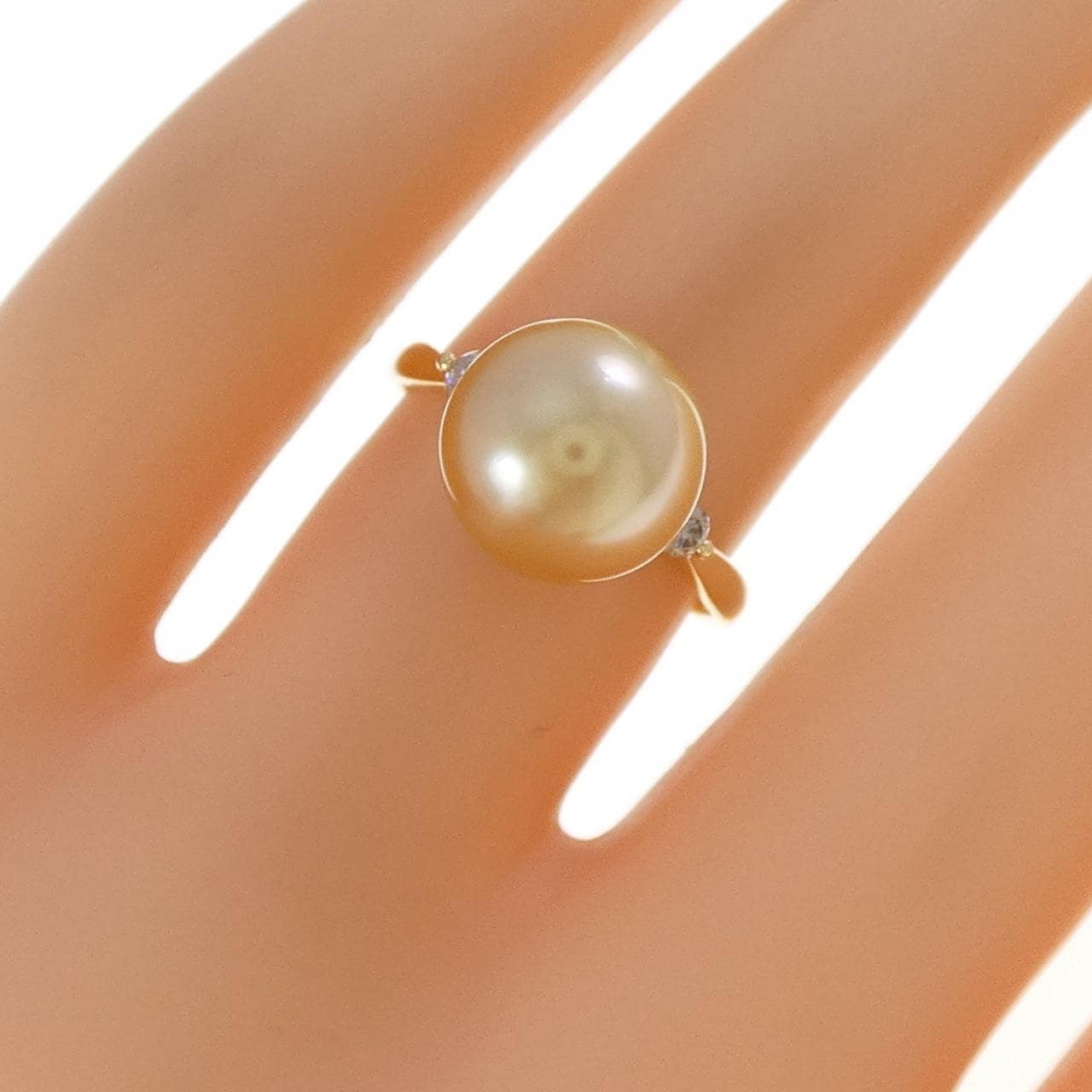 K18YG 白蝶パール リング 9.8mm