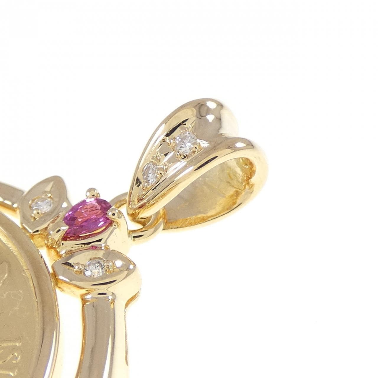 K18YG(枠) カラーストーン コイン ペンダント